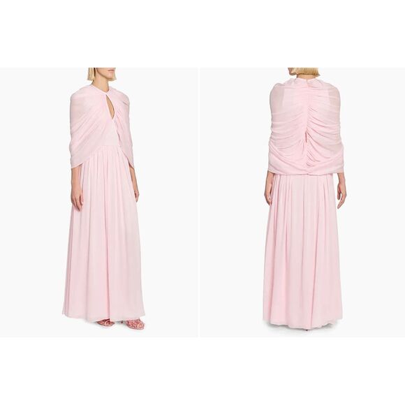 Giambattista Valli Keyhole Cape Chiffon Silk Gown IT44/US8 $5040 - Picture 2 of 11